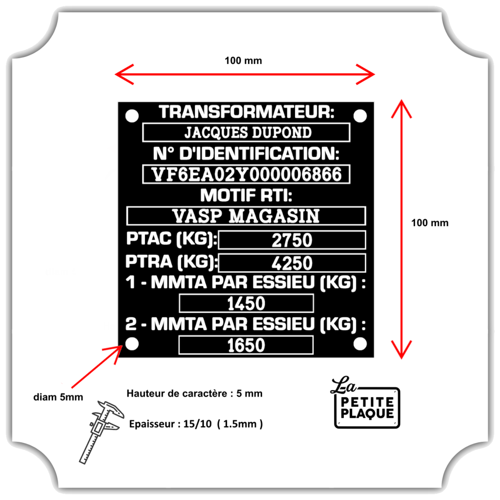 Plaque de Transformation VASP avec poids